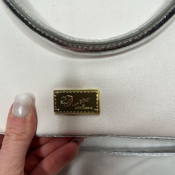 Betsy Johnson Unicorn 2-Way Satchel White/Silver Metallic Shoulder Bag. - Picture 5 of 14